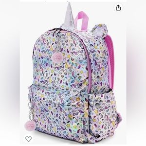 OMBU Unicorn Backpack Glitter Horn Shiny Toddler, Kids, Girls, Pink Silv…